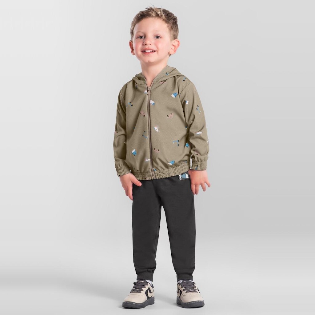 Conjunto infantil menino em microfibra estampado Brandili