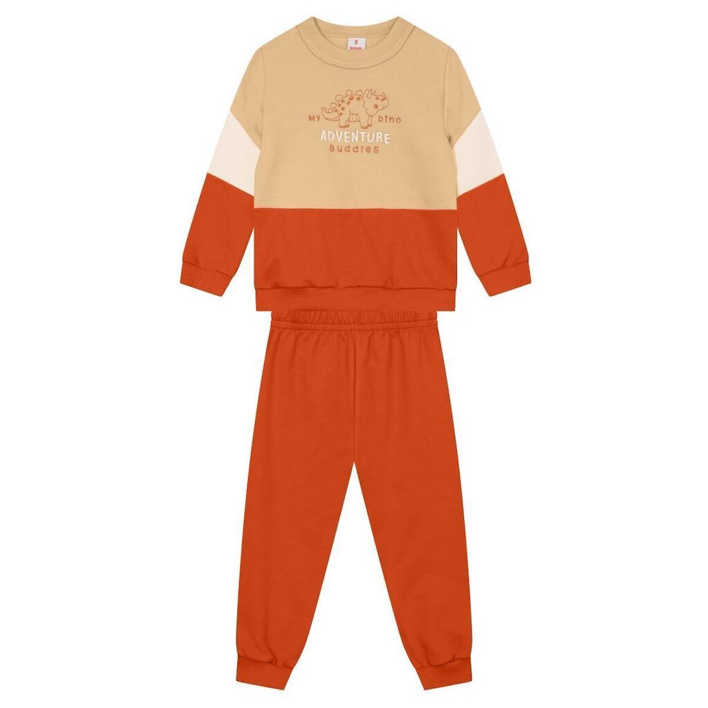 Conjunto infantil menino em moletinho de dinossauro Brandili