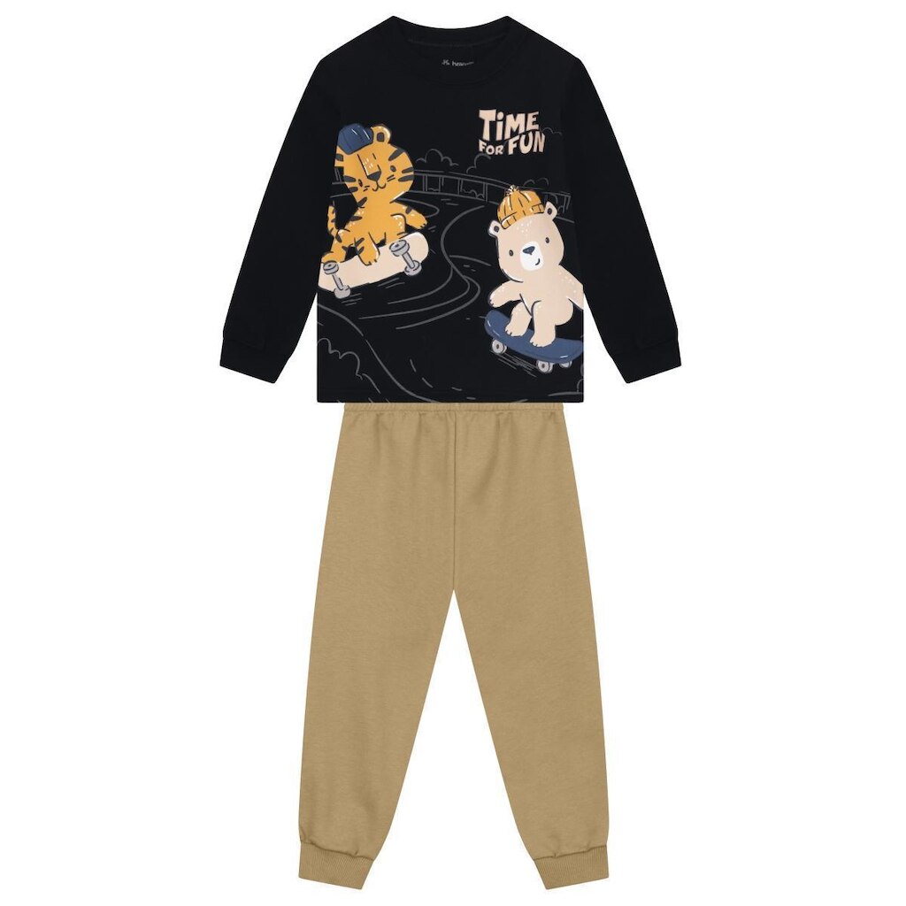 Conjunto infantil menino em moletom de animais Brandili