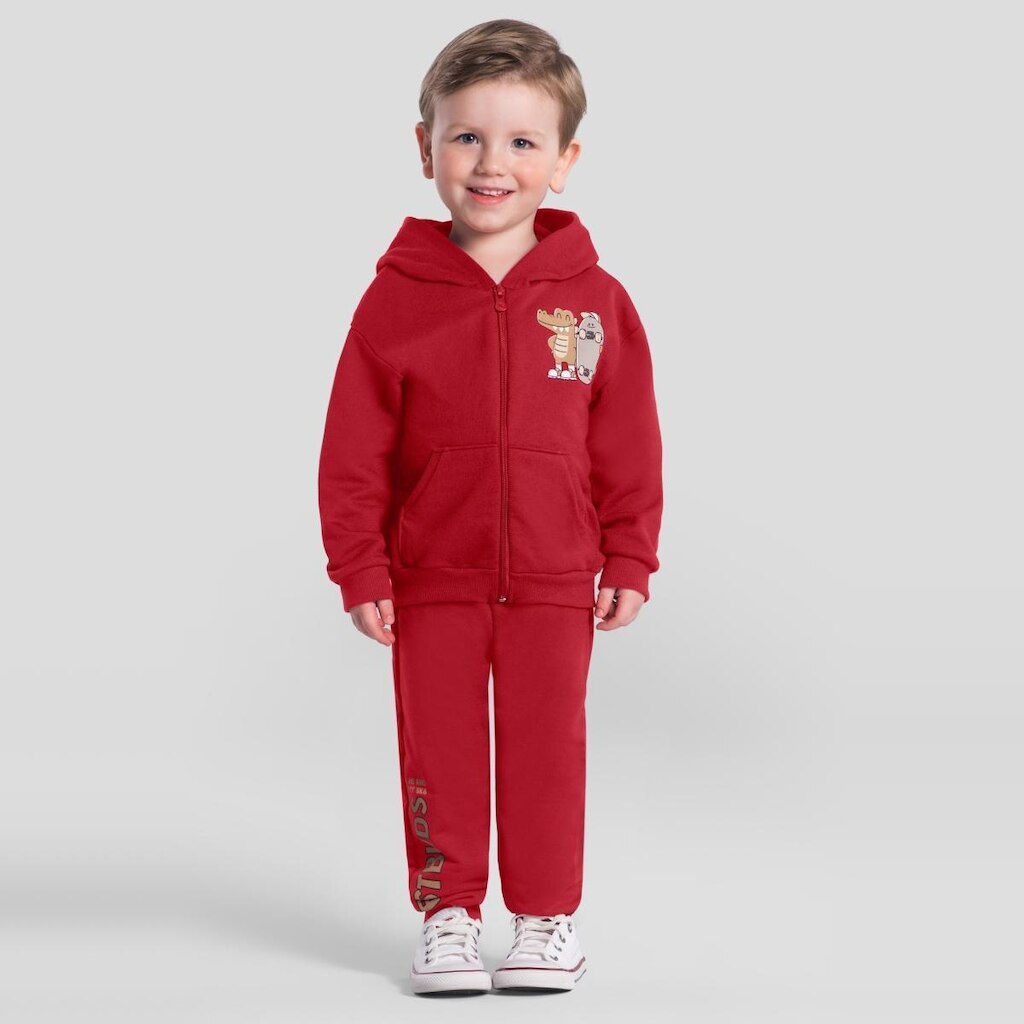 Conjunto infantil menino em moletom de jacaré Brandili