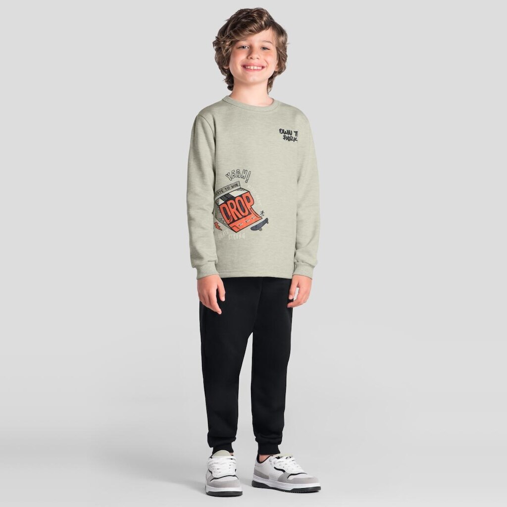 Conjunto infantil menino em moletom de skate Brandili