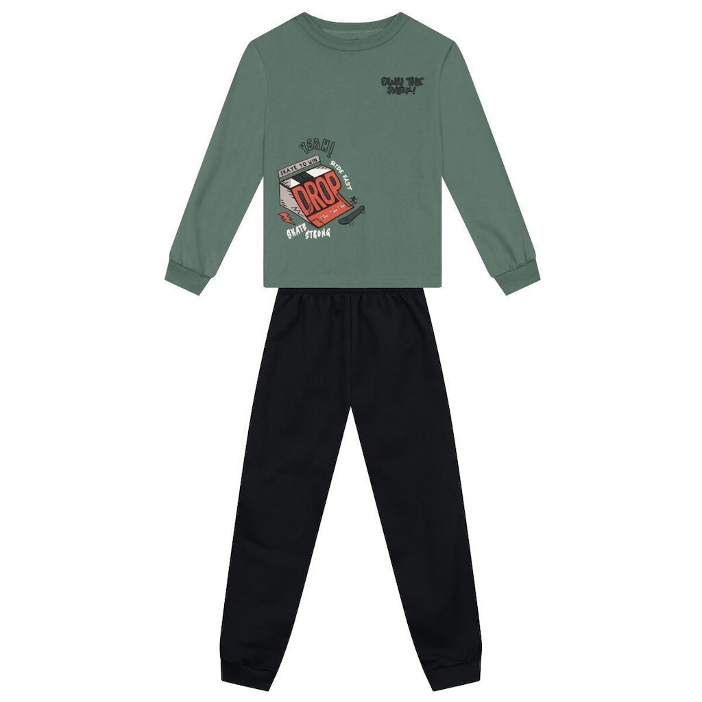 Conjunto infantil menino em moletom de skate Brandili