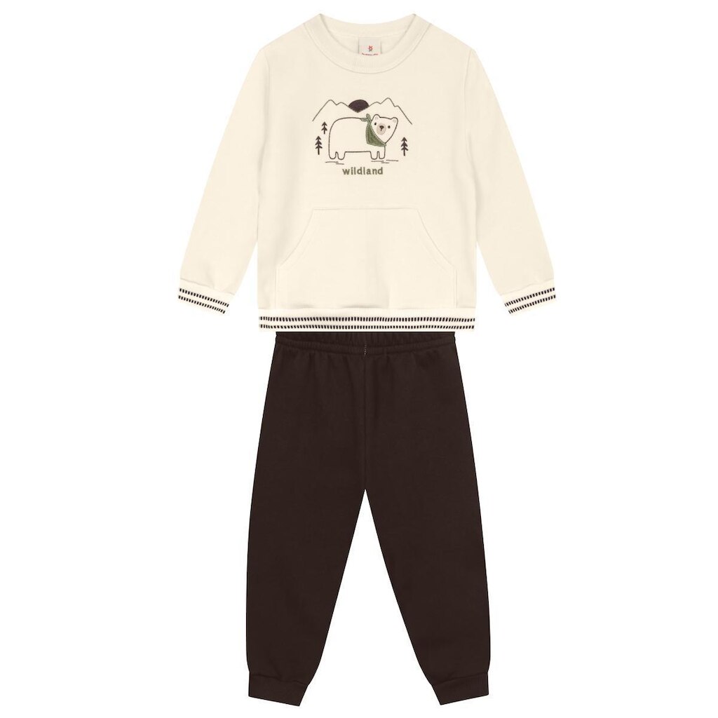 Conjunto infantil menino em moletom de ursinho Brandili