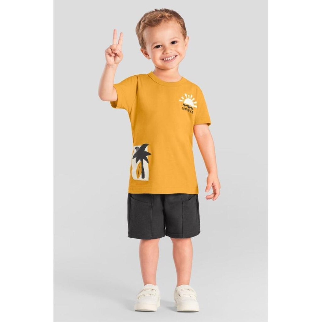 Conjunto infantil menino estampa tropical Brandili