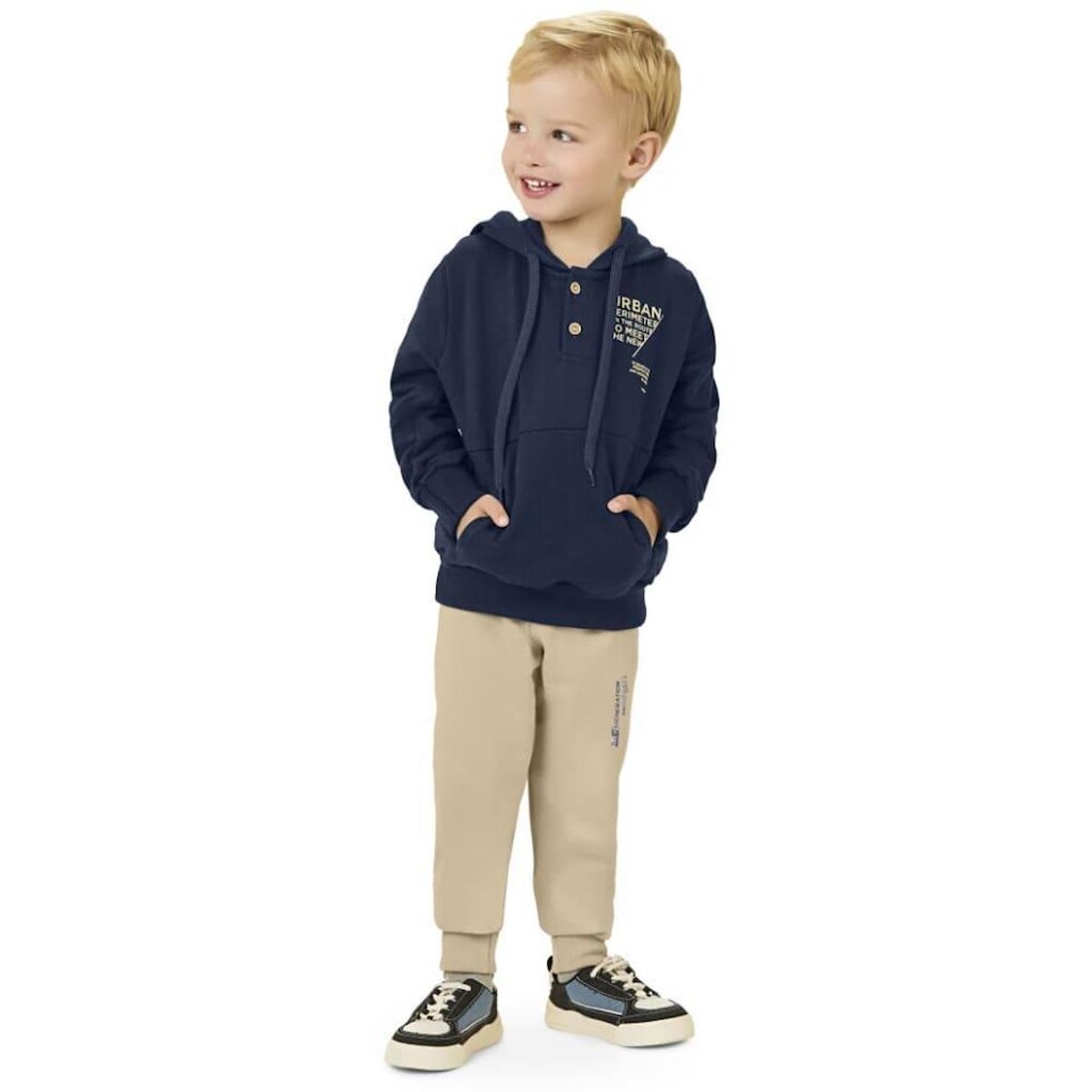 Conjunto Infantil Menino Inverno Casaco Com Capuz e Calça Moletinho - Angerô
