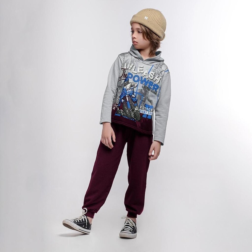 Conjunto Infantil Menino Motocross Cinza