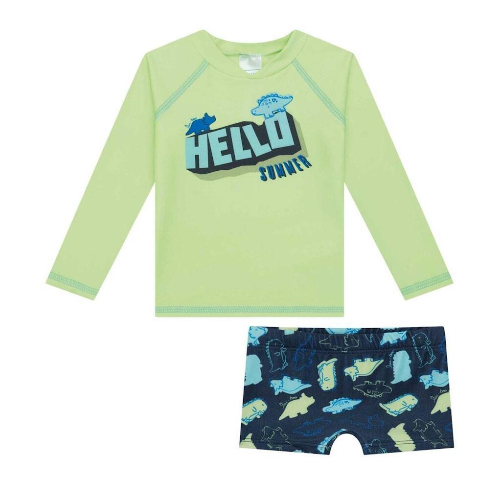 Conjunto Infantil Menino Praia Proteção UV 50+ Verde Luc.boo