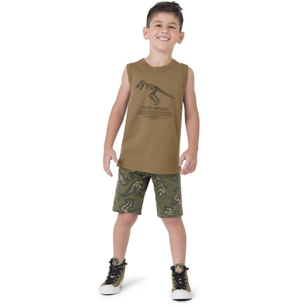Conjunto Infantil Menino Regata E Bermuda Dinossauro - Malwee