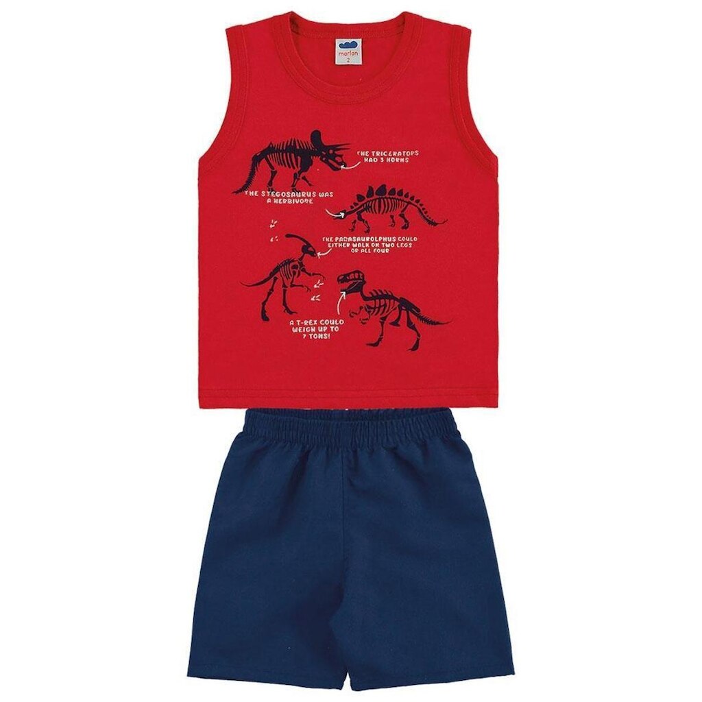 Conjunto Infantil Menino Regata E Bermuda Dinossauros Marlan
