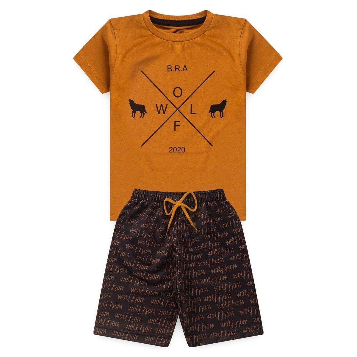 Conjunto Infantil Menino Verão Lobo Kangulu Menor preço em Conjunto Infantil Menino Verão Lobo Kangulu