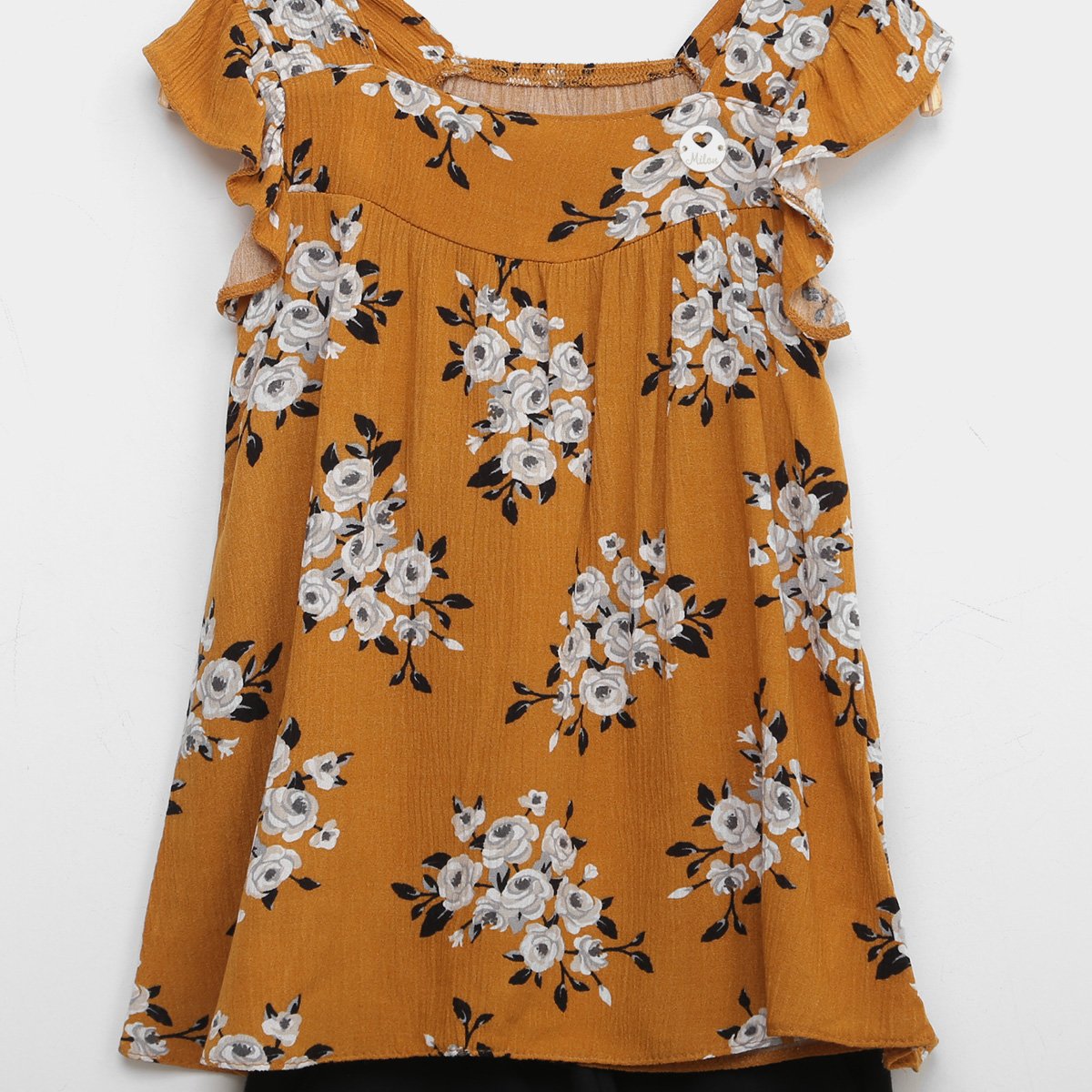 Conjunto Infantil Milon Blusa Babados Flores + Short Menina - 1