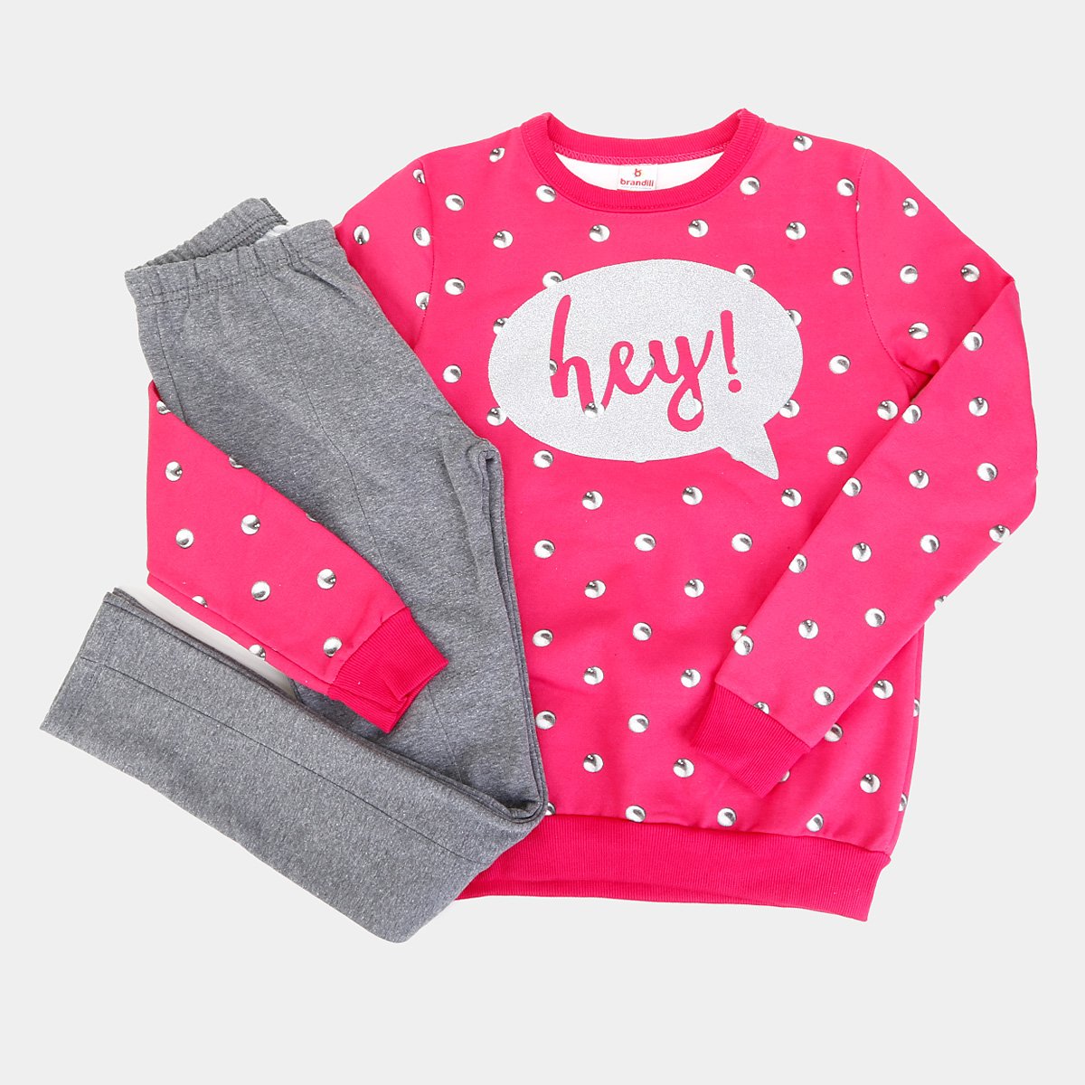 Conjunto Moletom Infantil 4 Por 100 Conjunto Infantil Moletom Brandili Bolinha Feminino | Netshoes
