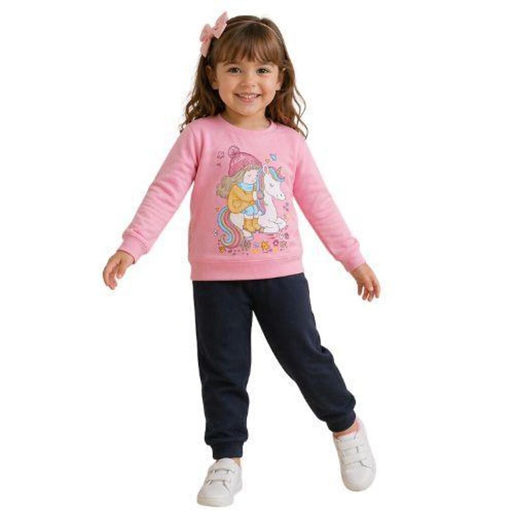Conjunto Infantil Moletom Menina Blusa Estampada + Calça com Elástico Kely Kety