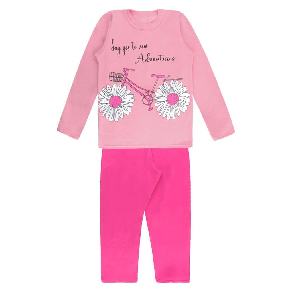 Conjunto Infantil Moletom Rosa Bicicleta Floral - Big Bless