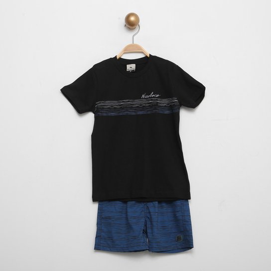 Conjunto Infantil Nicoboco Camiseta+Shorts Sally Masculino - Preto+Azul é ruim? Conjunto Infantil Nicoboco Camiseta+Shorts Sally Masculino - Preto+Azul é boa?