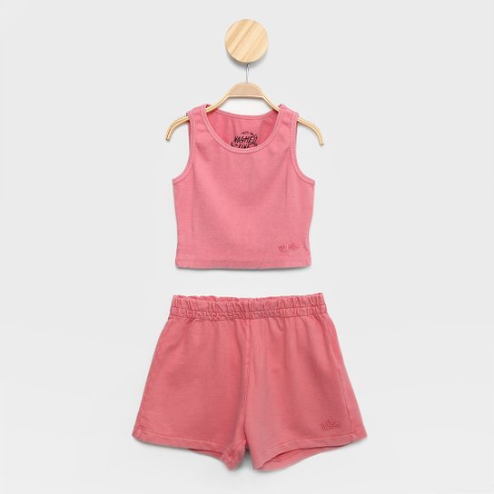 Conjunto Infantil Nicoboco Regata e Short III Menina - Rosa Menor preço em Conjunto Infantil Nicoboco Regata e Short III Menina - Rosa