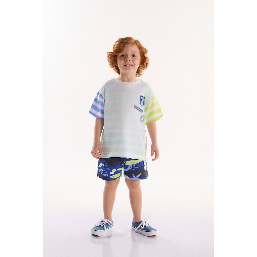 Conjunto Infantil para Menino oMar com Camiseta e Short Três e Já