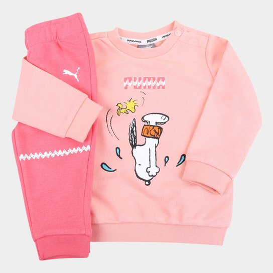 Conjunto Infantil Puma X Peanuts Unissex - Laranja Claro Menor preço em Conjunto Infantil Puma X Peanuts Unissex - Laranja Claro