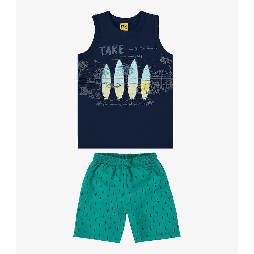 Conjunto Infantil Regata Com Bermuda Rovi Kids Masculino