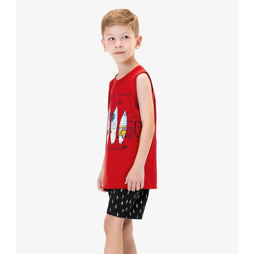 Conjunto Infantil Regata Com Bermuda Rovi Kids Vermelho