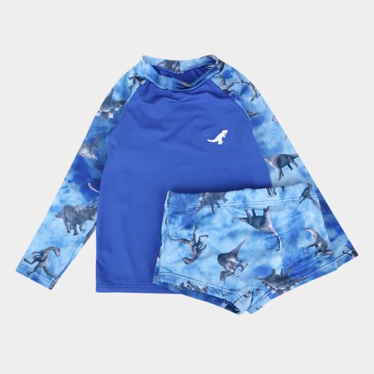Conjunto Infantil Romitex Estampado Camiseta + Sunga Menino - Azul Menor preço em Conjunto Infantil Romitex Estampado Camiseta + Sunga Menino - Azul