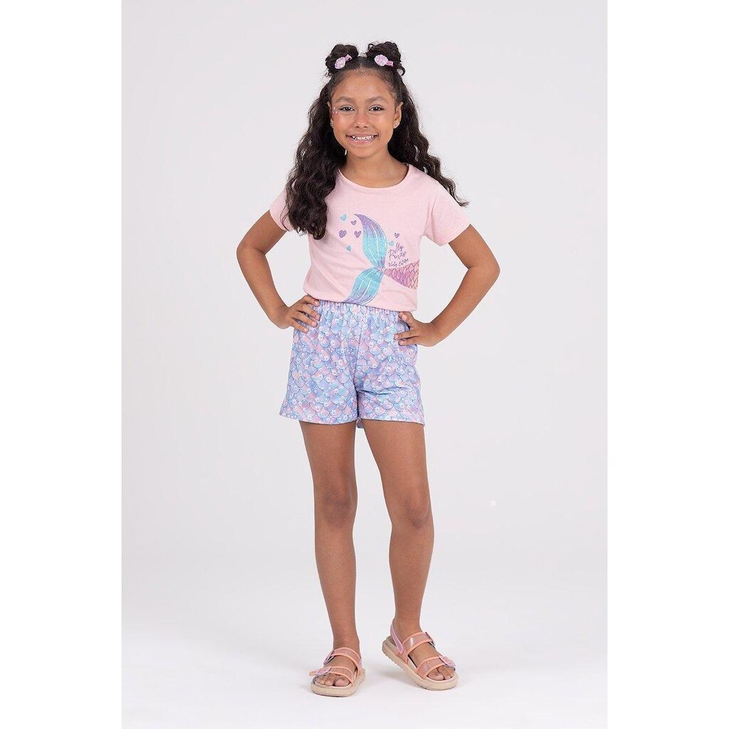 Conjunto Infantil Sereia Princess Rosa