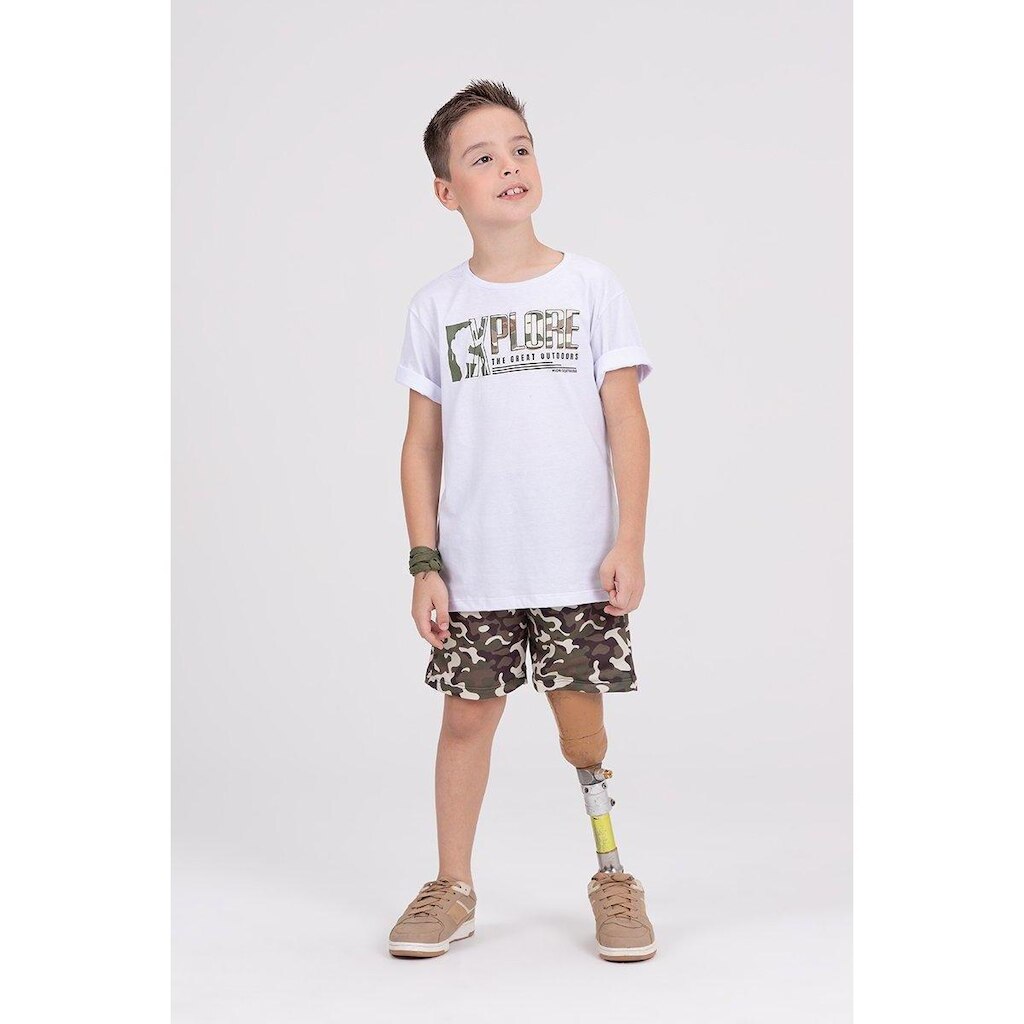 Conjunto Infantil Sublimado Camuflado Branco