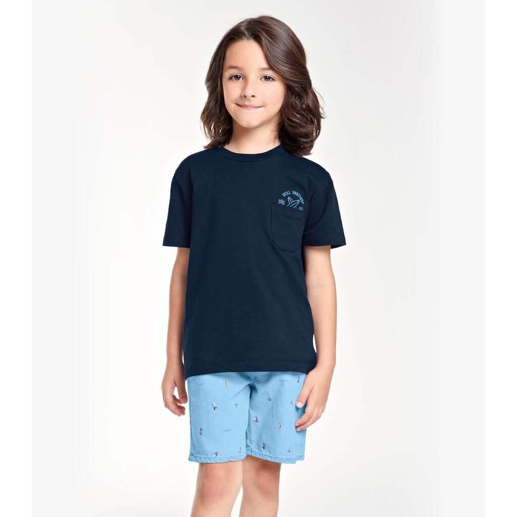 Conjunto Infantil Trick Nick Camiseta Com Bermuda Masculina