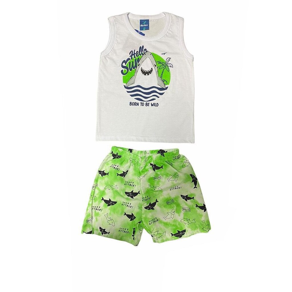 Conjunto Infantil Tubarão Meia Malha e Bermuda de Tactel Romitex