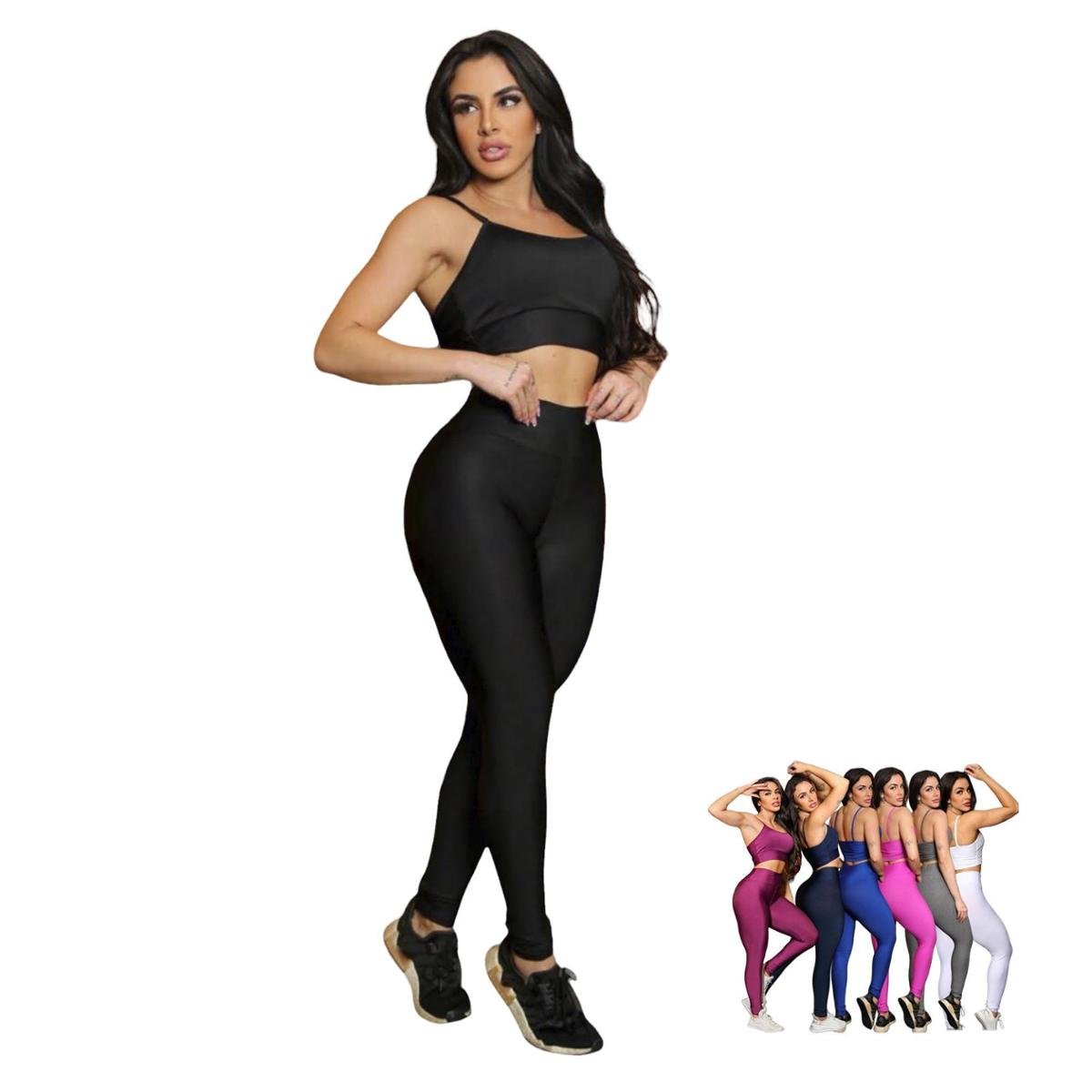 Conjunto Iron Fitness Top Alça Fina Nadador + Calça Leg Básica Sports Treino Premium Feminino Menor preço em Conjunto Iron Fitness Top Alça Fina Nadador + Calça Leg Básica Sports Treino Premium Feminino