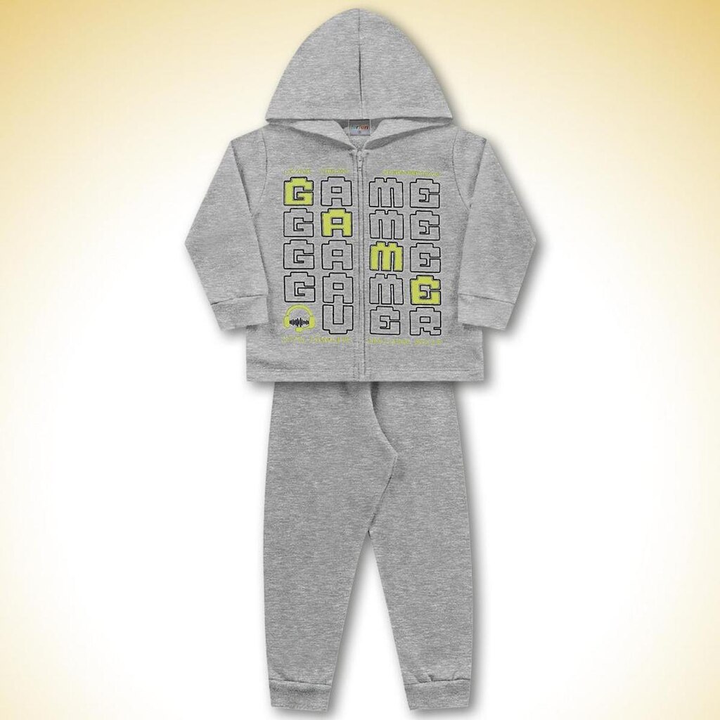 Conjunto Jaqueta com Capuz e Calça Moleton Fakini