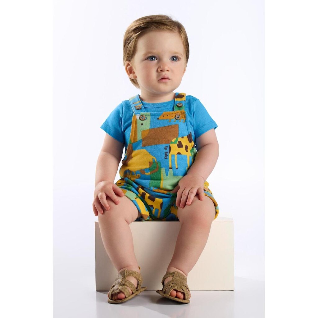 Conjunto Jardineira e Body Bebê Up Baby