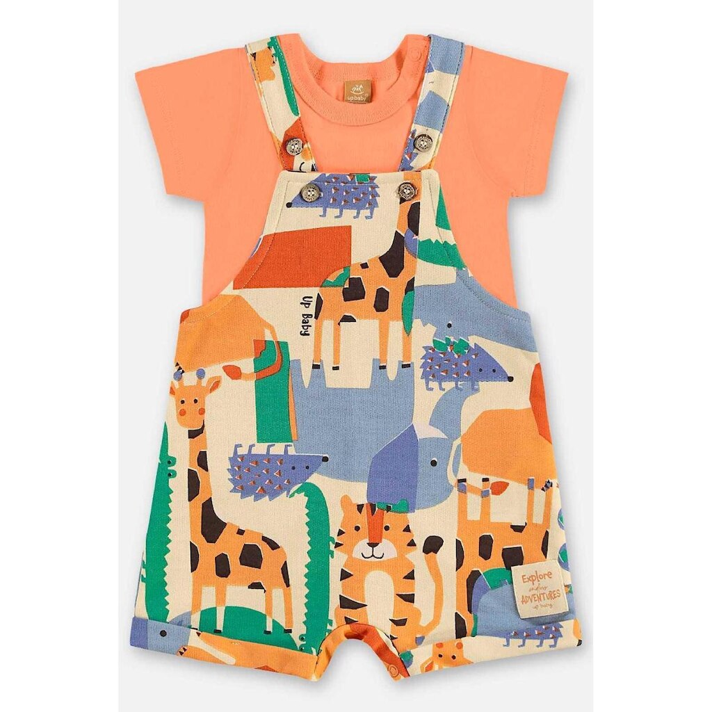 Conjunto Jardineira e Body Bebê Up Baby