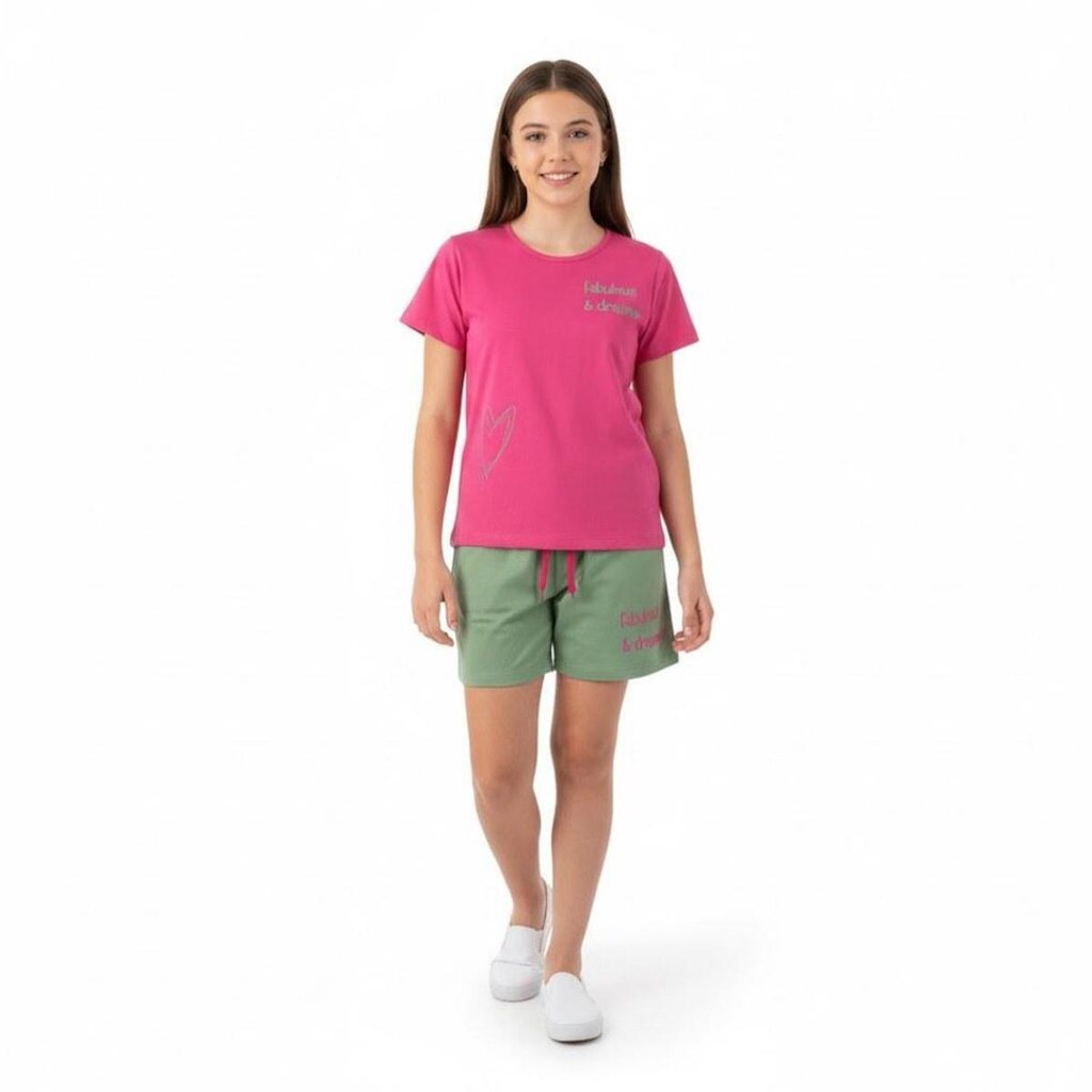 Conjunto Juvenil Menina Manga Curta Arrumadinhos Sport Style