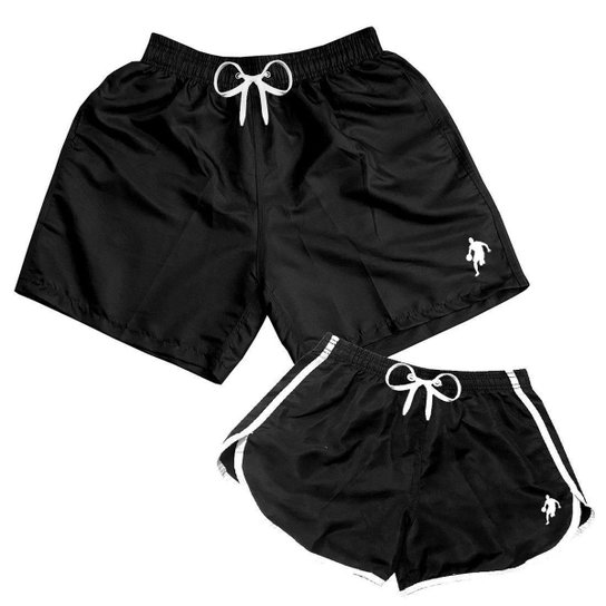 Conjunto Kit Casal Dibre Bermuda e Short Tactel Praia Fitness - Preto Menor preço em Conjunto Kit Casal Dibre Bermuda e Short Tactel Praia Fitness - Preto