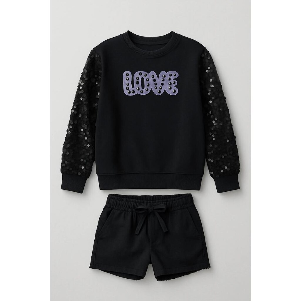 Conjunto Kukie Infantil Blusão Moletom Shorts Sarja Menina