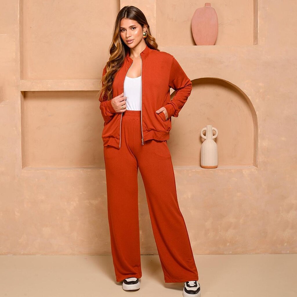 Conjunto Lavinia – Calça e Blusa com Zíper Terra