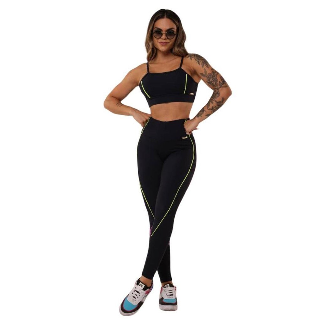Conjunto Legging Comum Hope + Top com Neon Moving