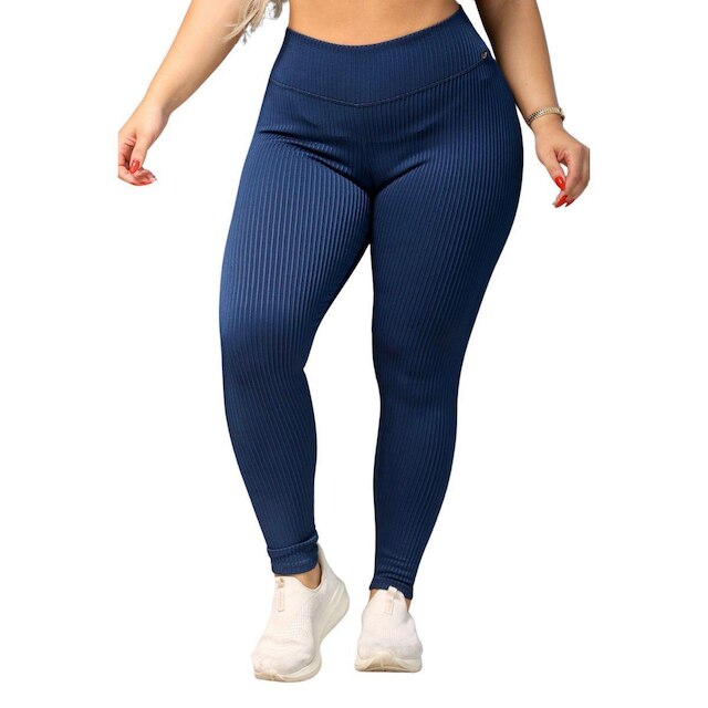 Conjunto Legging e Cropd Manguinha FMF Canelado Poliéster Moda Fitness Academia