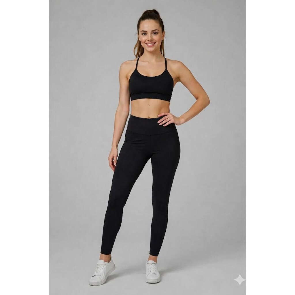 Conjunto Legging Preta e Top Alcinha Essencial – Zero Transparência para Agachamento