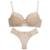 Conjunto Lingerie Tanga Conforto Microfibra Com renda - Bege