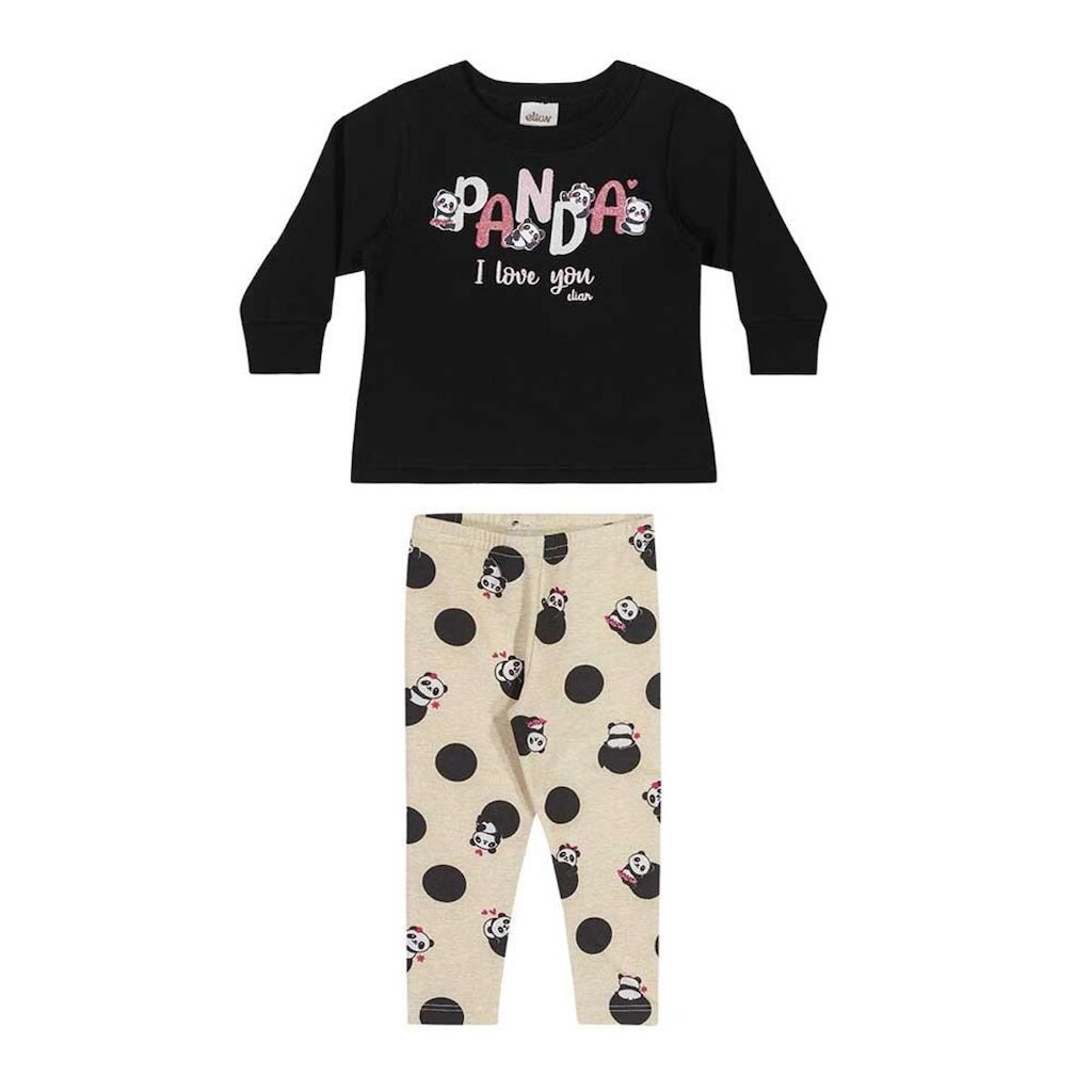 Conjunto Longo Peluciado Bebê Infantil Blusa E Calça Elian