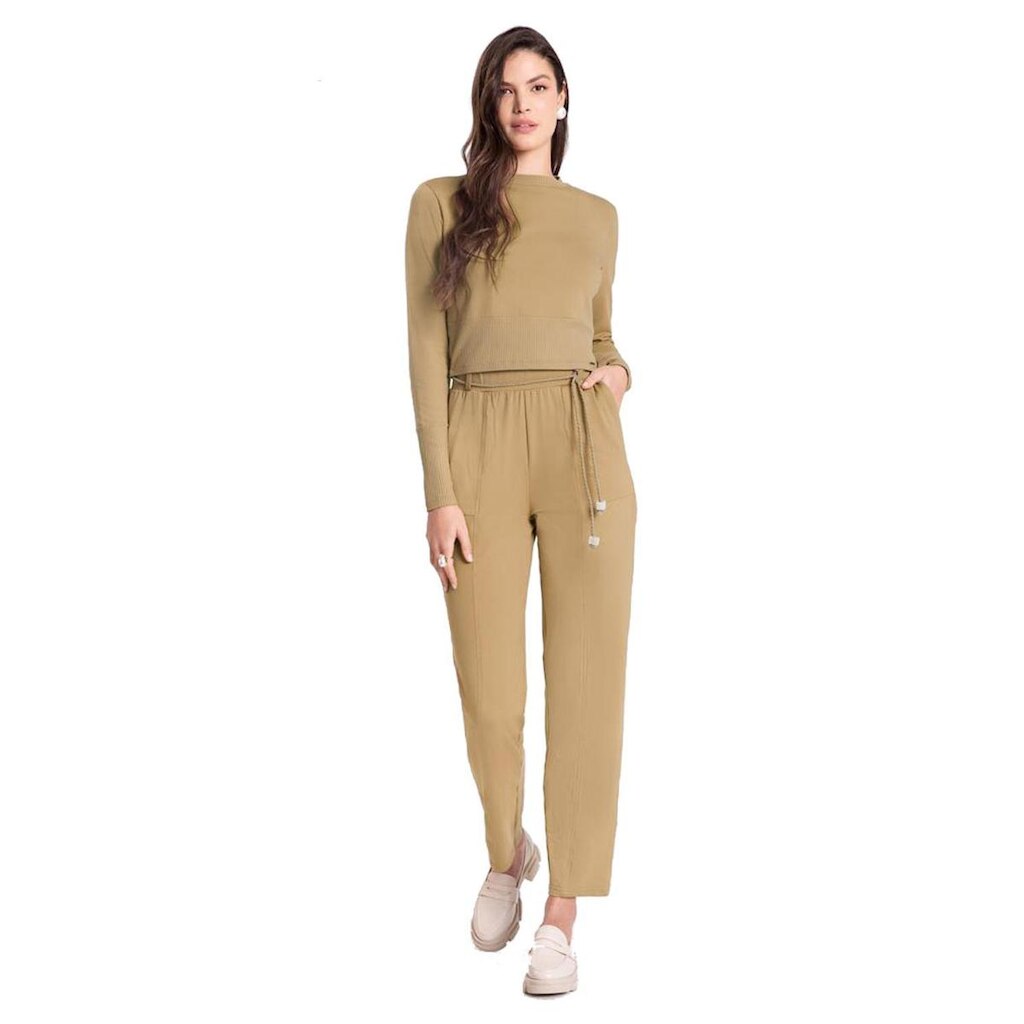Conjunto Lunender Blusa E Calça Bege Tam. G