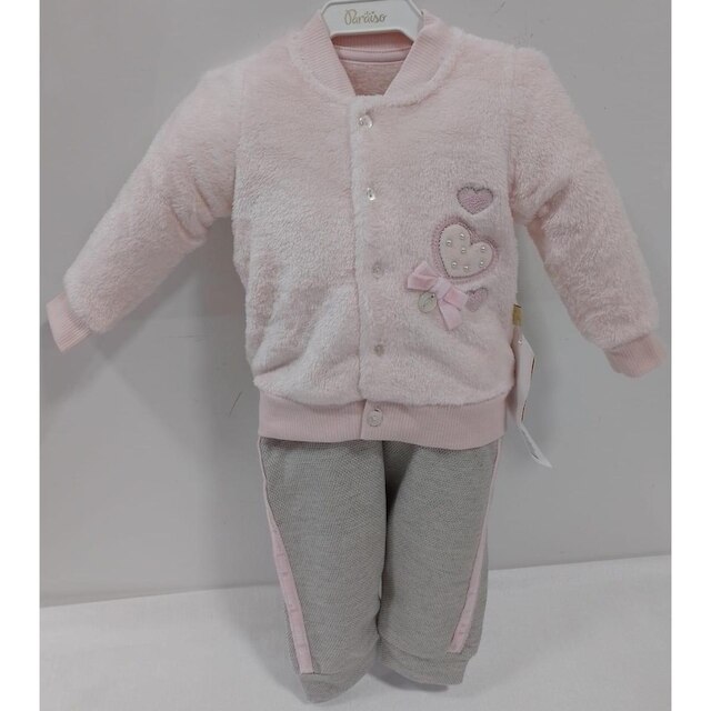 Conjunto Luxo Casaco Pelo + Calça Bebê Menina Paraiso 13071