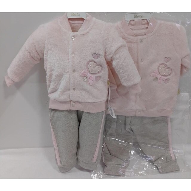 Conjunto Luxo Casaco Pelo + Calça Bebê Menina Paraiso 13071