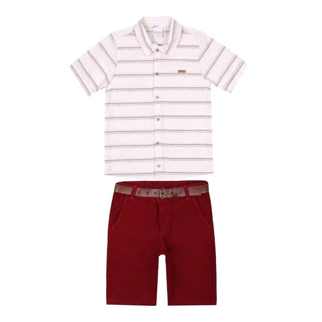 Conjunto Luxo Menino Camisa + Bermuda + Cinto Paraiso 15561