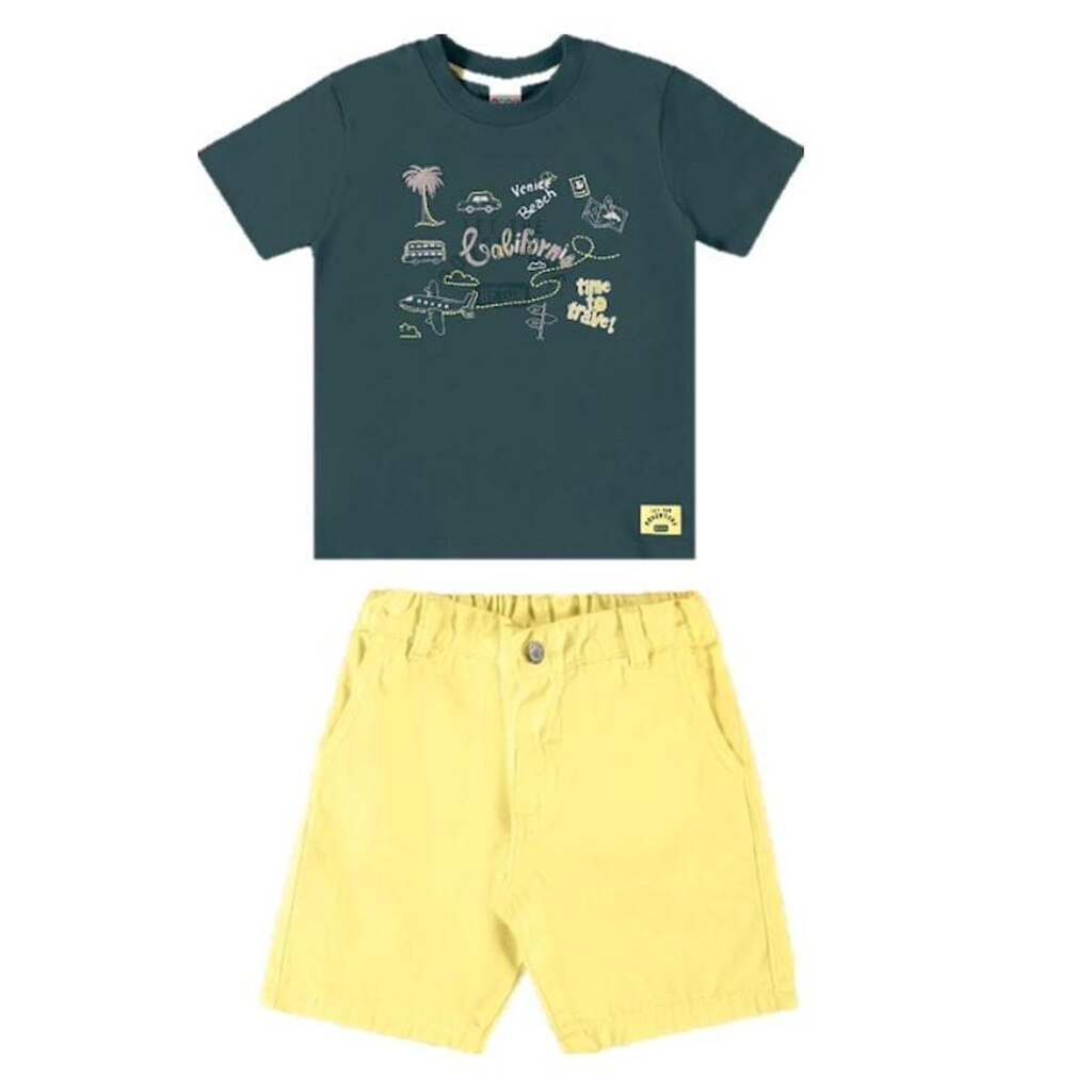 Conjunto manga curta Califórnia e bermuda sarja Have Fun