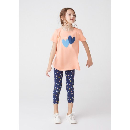 Conjunto Manga Curta Menina Em Malha Com Calça - 5APK1CEN1 - Laranja Menor preço em Conjunto Manga Curta Menina Em Malha Com Calça - 5APK1CEN1 - Laranja