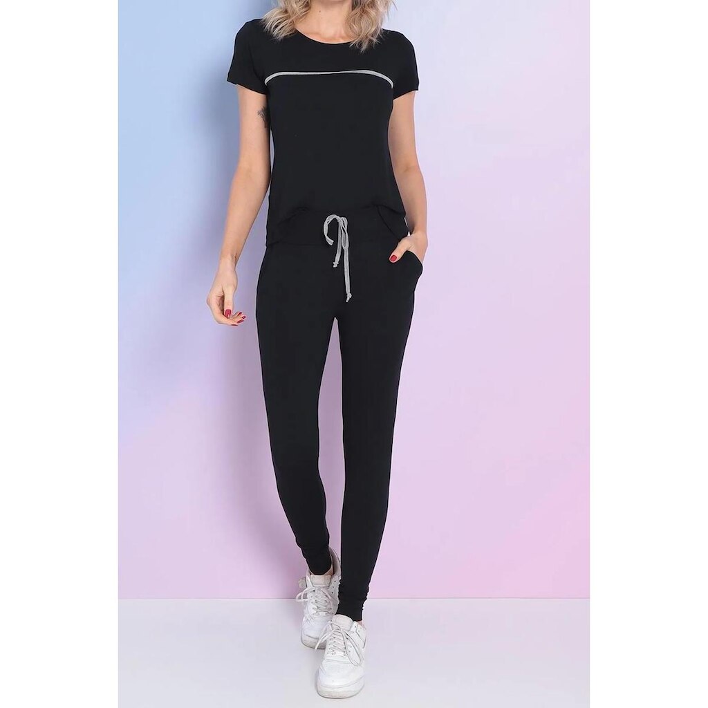 Conjunto Maria Paes Calça e Blusa Com Viés Mescla