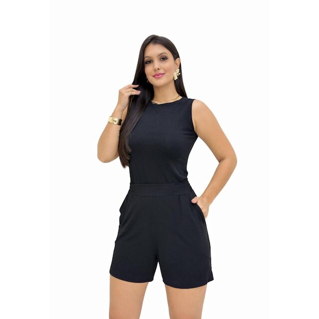 Conjunto Maria Paes Shorts e Blusa Preto